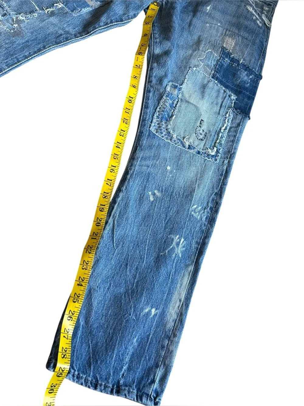 Polo Ralph Lauren Varick Slim Distressed Patchwork Jeans 32x30